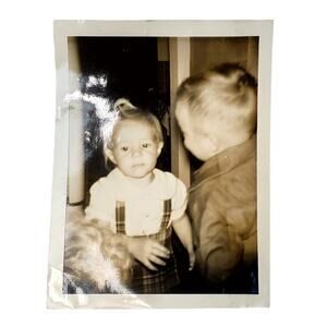 Vtg Cute Children Playing Together Family Monochrome Photography Found Snapshot